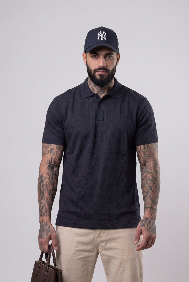 Polo Armani Exchange azul marino texturizado