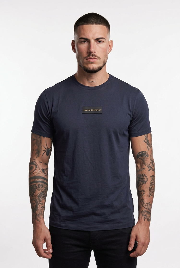 Camiseta Armani Exchange placa de logo azul marino