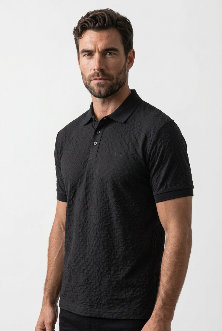 Polo Armani Exchange negro texturizado