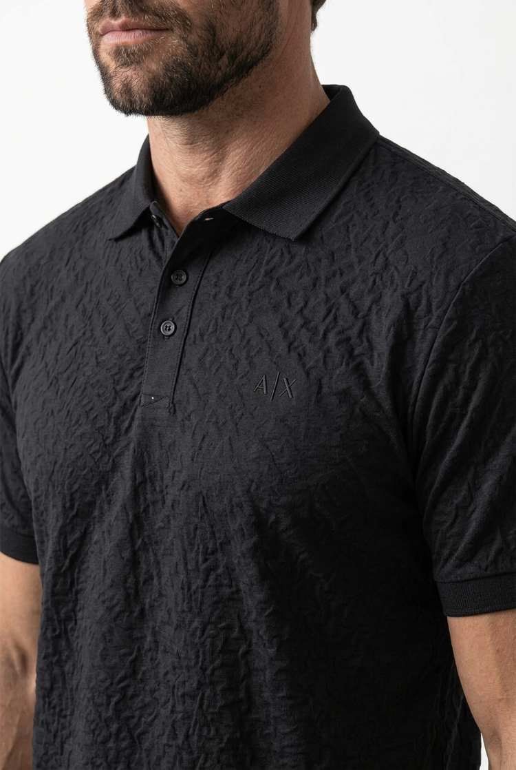 Polo Armani Exchange negro texturizado