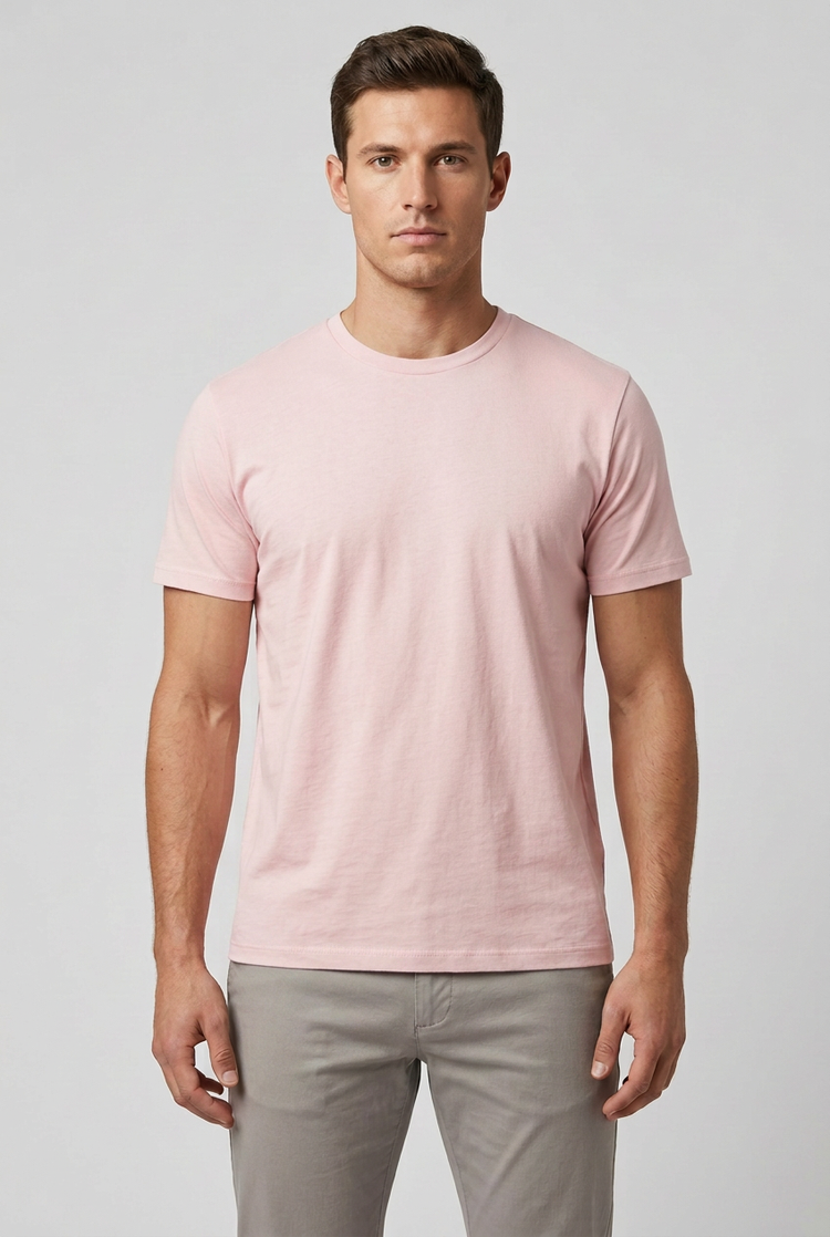 Camiseta básica Pull&Bear rosado claro
