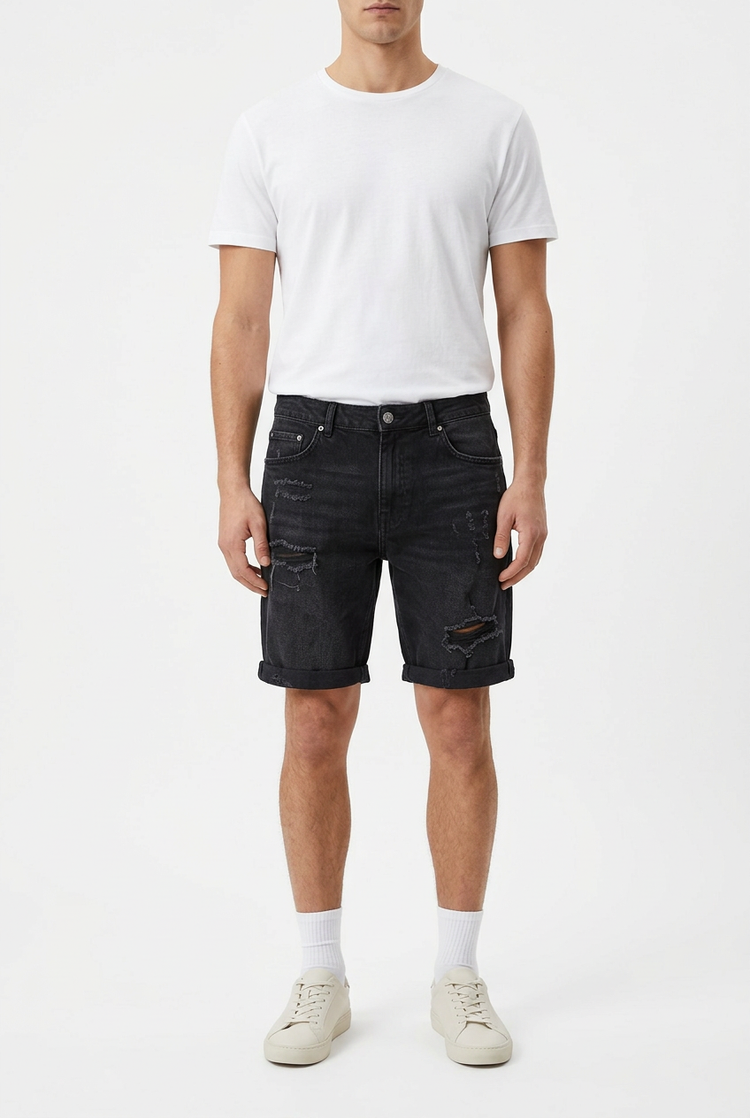 Bermuda Pull&Bear negra con desgastes