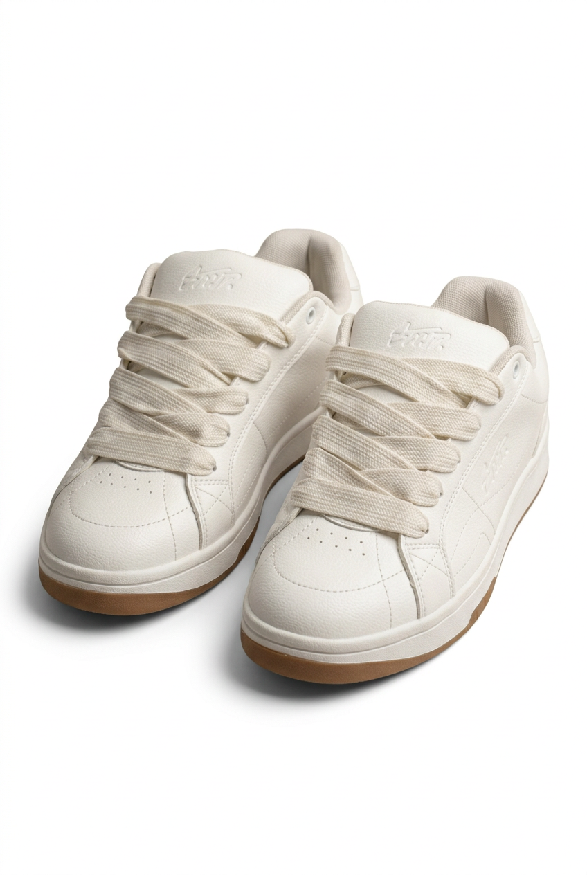Zapatillas blancas con cordones anchos